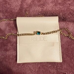 Gold Necklace with Blue Stone